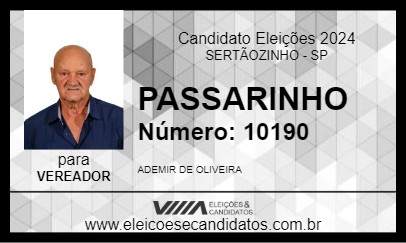 Candidato PASSARINHO 2024 - SERTÃOZINHO - Eleições