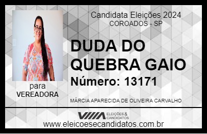 Candidato DUDA DO QUEBRA GAIO 2024 - COROADOS - Eleições