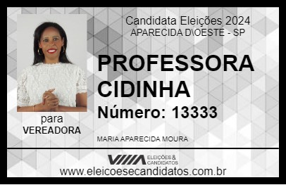 Candidato PROFESSORA CIDINHA 2024 - APARECIDA D\OESTE - Eleições