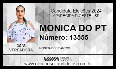 Candidato MONICA DO PT 2024 - APARECIDA D\OESTE - Eleições