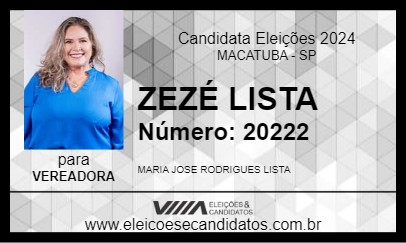 Candidato ZEZÉ LISTA 2024 - MACATUBA - Eleições