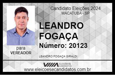 Candidato LEANDRO FOGAÇA 2024 - MACATUBA - Eleições