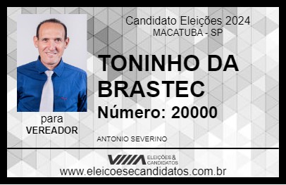 Candidato TONINHO DA BRASTEC 2024 - MACATUBA - Eleições