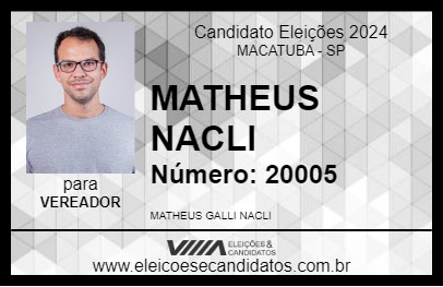 Candidato MATHEUS NACLI 2024 - MACATUBA - Eleições