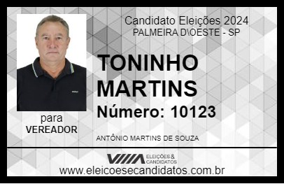 Candidato TONINHO MARTINS  2024 - PALMEIRA D\OESTE - Eleições