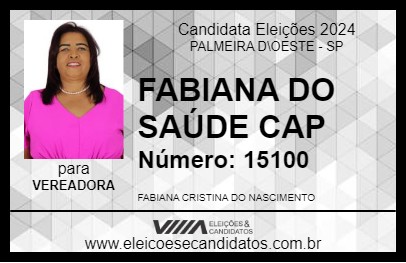 Candidato FABIANA DO SAÚDE CAP 2024 - PALMEIRA D\OESTE - Eleições