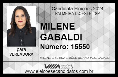 Candidato MILENE GABALDI 2024 - PALMEIRA D\OESTE - Eleições