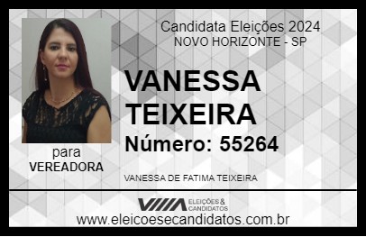 Candidato VANESSA TEIXEIRA 2024 - NOVO HORIZONTE - Eleições