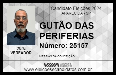 Candidato GUTÃO DAS PERIFERIAS 2024 - APARECIDA - Eleições