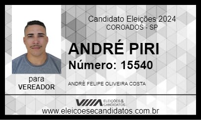 Candidato ANDRÉ PIRI 2024 - COROADOS - Eleições