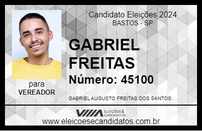 Candidato GABRIEL FREITAS 2024 - BASTOS - Eleições