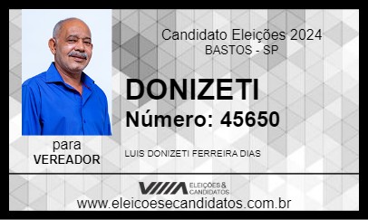 Candidato DONIZETI 2024 - BASTOS - Eleições