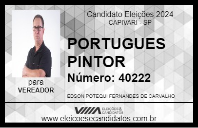 Candidato PORTUGUES PINTOR 2024 - CAPIVARI - Eleições