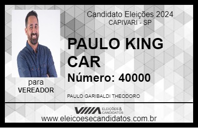 Candidato PAULO KING CAR 2024 - CAPIVARI - Eleições