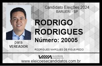 Candidato RODRIGO RODRIGUES 2024 - BARUERI - Eleições