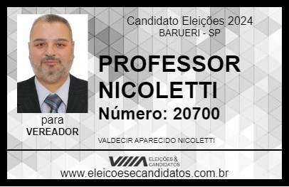 Candidato PROFESSOR NICOLETTI 2024 - BARUERI - Eleições