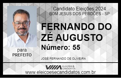 Candidato FERNANDO DO ZÉ AUGUSTO 2024 - BOM JESUS DOS PERDÕES - Eleições