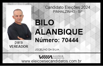 Candidato BILO ALANBIQUE 2024 - PINHALZINHO - Eleições