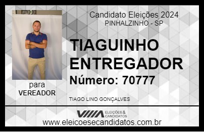 Candidato TIAGUINHO ENTREGADOR 2024 - PINHALZINHO - Eleições