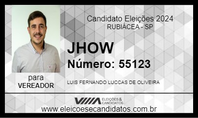 Candidato JHOW 2024 - RUBIÁCEA - Eleições