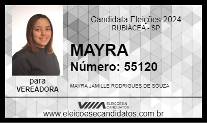 Candidato MAYRA 2024 - RUBIÁCEA - Eleições