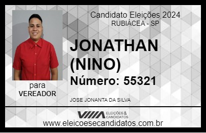 Candidato JONATHAN (NINO) 2024 - RUBIÁCEA - Eleições