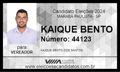 Candidato KAIQUE BENTO 2024 - MARABÁ PAULISTA - Eleições