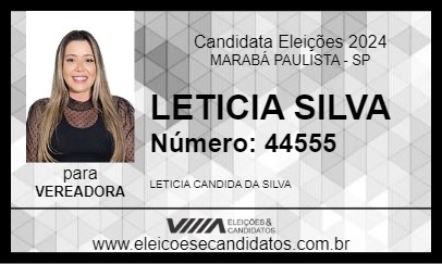 Candidato LETICIA SILVA 2024 - MARABÁ PAULISTA - Eleições