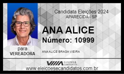 Candidato ANA ALICE 2024 - APARECIDA - Eleições