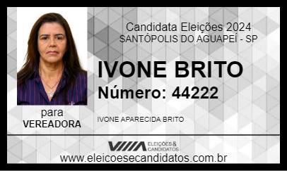 Candidato IVONE BRITO 2024 - SANTÓPOLIS DO AGUAPEÍ - Eleições