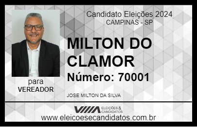 Candidato MILTON DO CLAMOR 2024 - CAMPINAS - Eleições