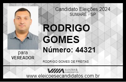 Candidato RODRIGO GOMES 2024 - SUMARÉ - Eleições