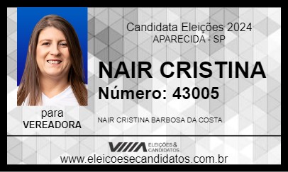 Candidato NAIR CRISTINA 2024 - APARECIDA - Eleições