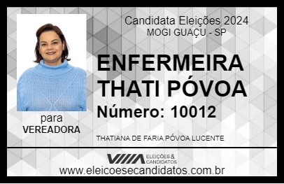 Candidato ENFERMEIRA THATI PÓVOA 2024 - MOGI GUAÇU - Eleições