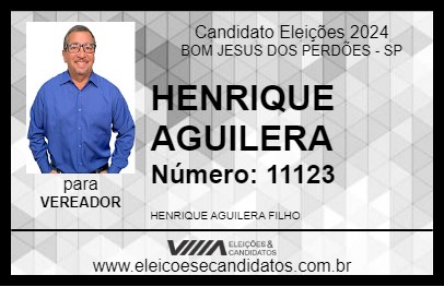 Candidato HENRIQUE AGUILERA 2024 - BOM JESUS DOS PERDÕES - Eleições