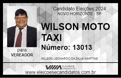 Candidato WILSON MOTO TAXI 2024 - NOVO HORIZONTE - Eleições