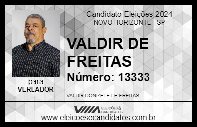 Candidato VALDIR DE FREITAS 2024 - NOVO HORIZONTE - Eleições