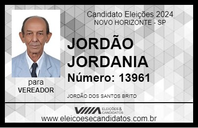 Candidato JORDÃO JORDANIA 2024 - NOVO HORIZONTE - Eleições