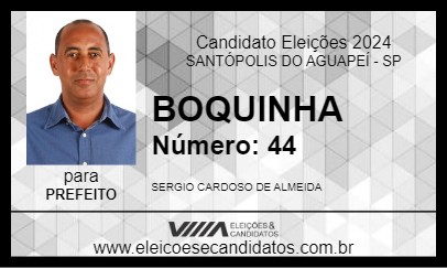 Candidato BOQUINHA 2024 - SANTÓPOLIS DO AGUAPEÍ - Eleições