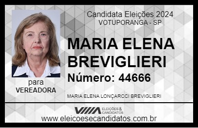 Candidato MARIA ELENA BREVIGLIERI 2024 - VOTUPORANGA - Eleições