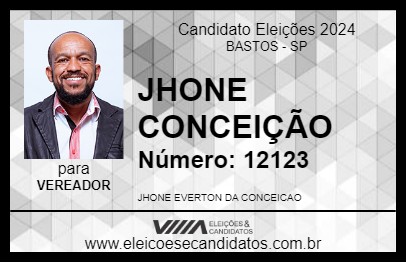 Candidato JHONE CONCEIÇÃO 2024 - BASTOS - Eleições