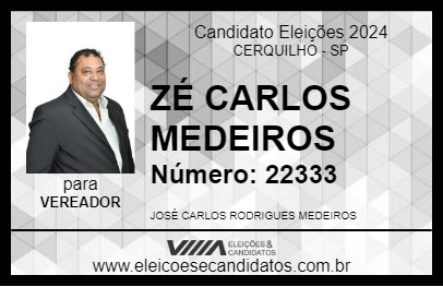 Candidato ZÉ CARLOS MEDEIROS 2024 - CERQUILHO - Eleições