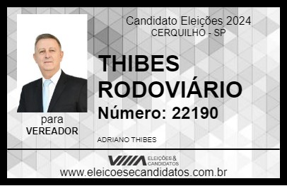 Candidato THIBES RODOVIÁRIO 2024 - CERQUILHO - Eleições