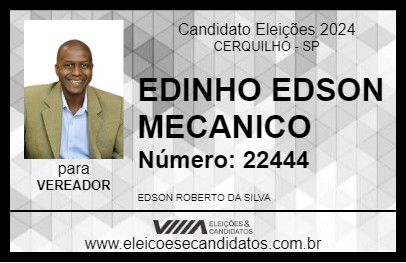 Candidato EDINHO EDSON MECANICO 2024 - CERQUILHO - Eleições