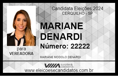 Candidato MARIANE DENARDI 2024 - CERQUILHO - Eleições