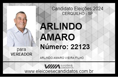 Candidato ARLINDO AMARO 2024 - CERQUILHO - Eleições