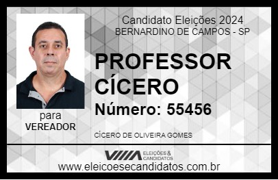 Candidato PROFESSOR CÍCERO 2024 - BERNARDINO DE CAMPOS - Eleições