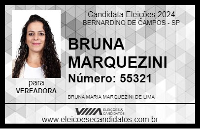 Candidato BRUNA MARQUEZINI 2024 - BERNARDINO DE CAMPOS - Eleições