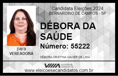 Candidato DÉBORA 2024 - BERNARDINO DE CAMPOS - Eleições