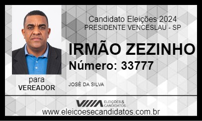 Candidato IRMÃO ZEZINHO 2024 - PRESIDENTE VENCESLAU - Eleições